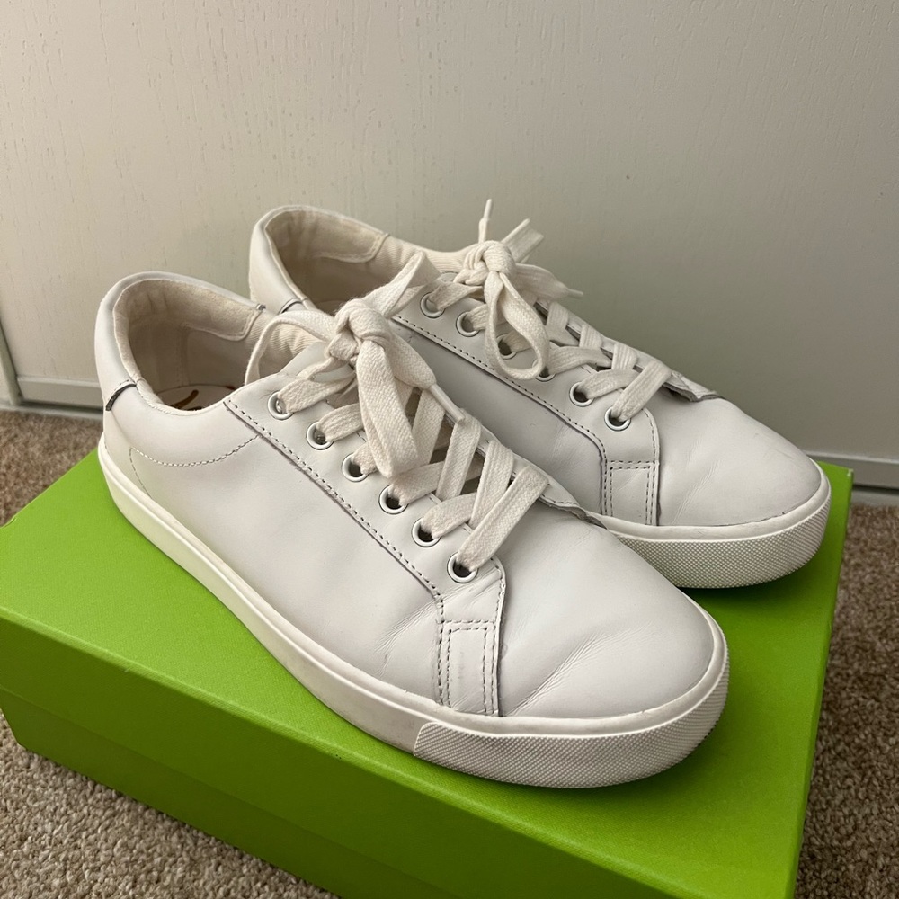 Sam Edelman white leather lace up sneakers